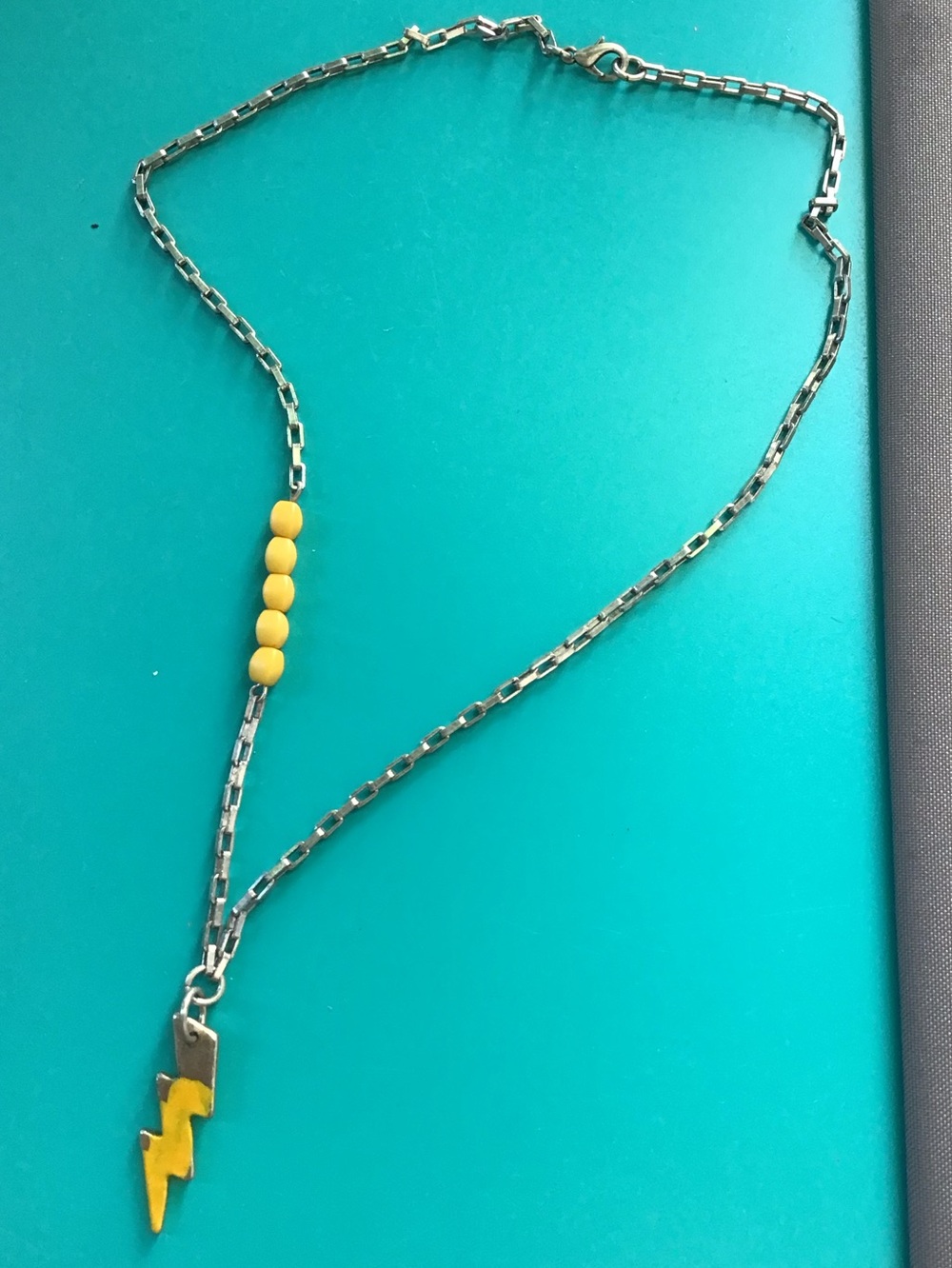 Yellow Lightning Bolt Pendant Necklace - Women Jewelry